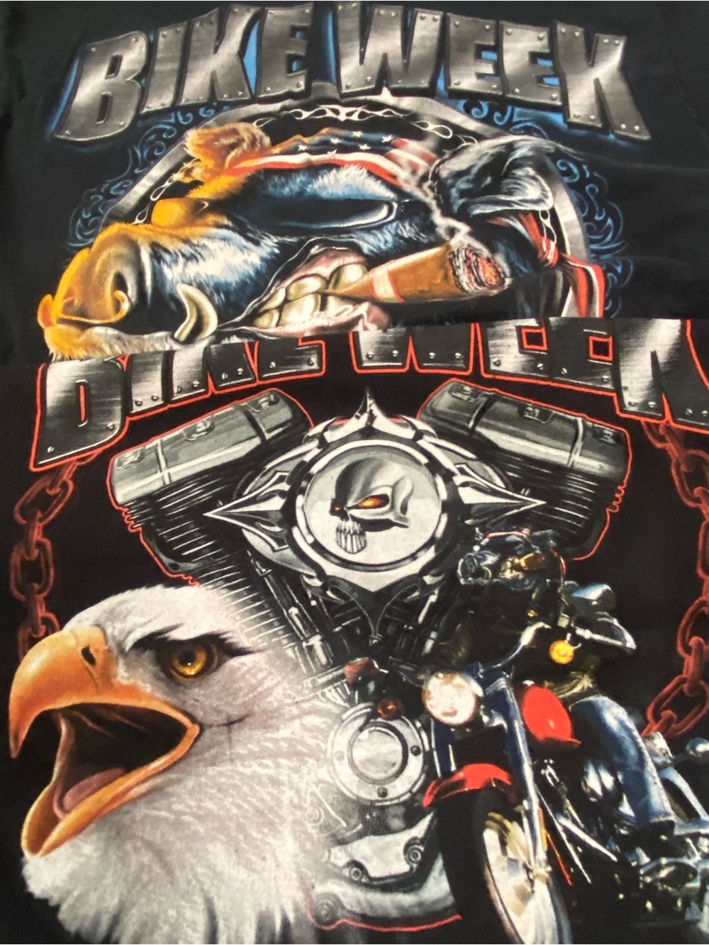 Lot of 2 Vintage 2007 Daytona Beach FL Bike Week Shirts Black Graphic Tees M